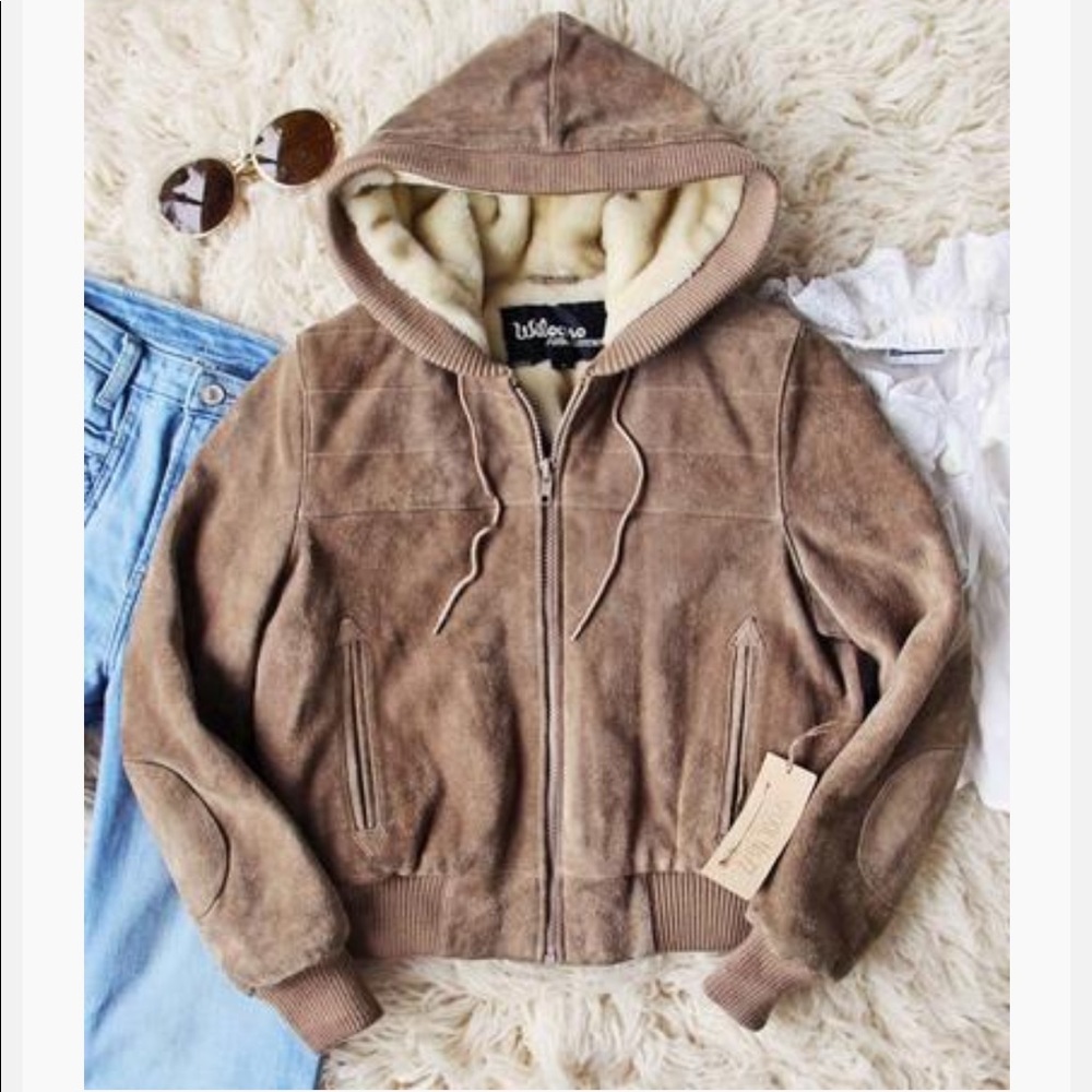 Vintage Brown Bomber Jacket with Hood